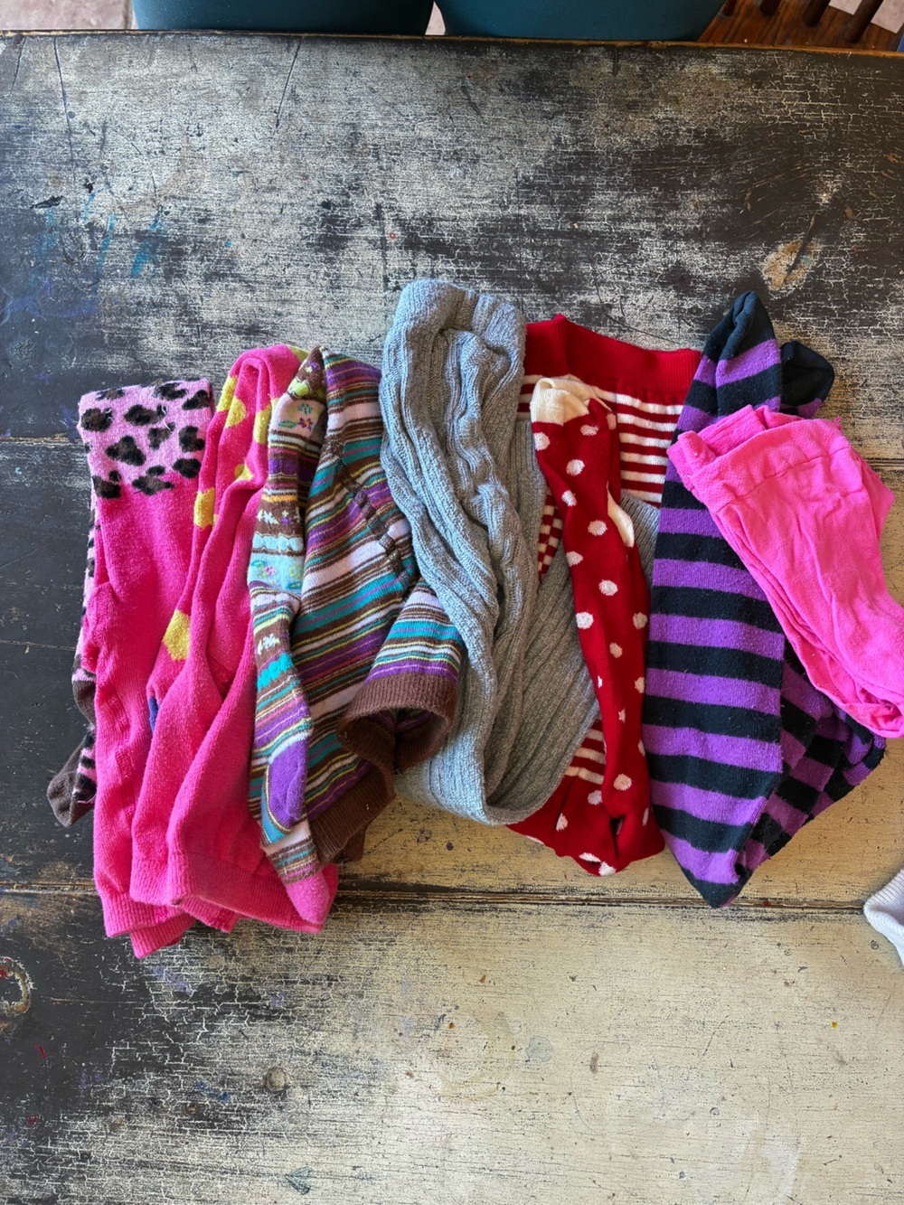 Kids Hanna Andersson Multicolor Cozy Tights Lot- Pink, Purple, Red, Gray
